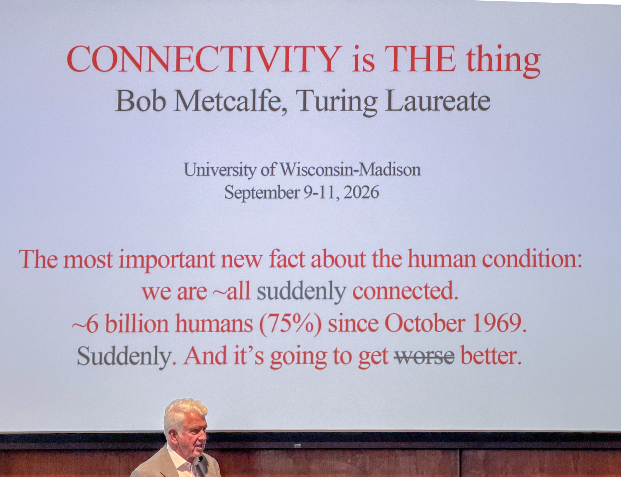 Bob Metcalfe speaking at University of Wisconsin–Madison